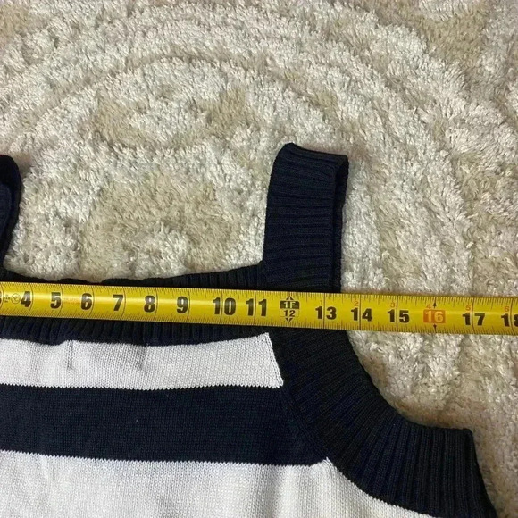 NWT Denim & Co Women's Knit Striped Black & White Tank Top Size XXL Square Neck - Picture 6 of 7